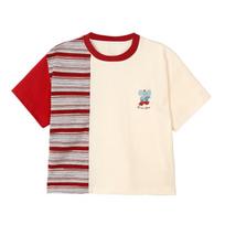 LUSONLUSON Boys' Striped Short-Sleeve T-Shirt 130 abrikosas