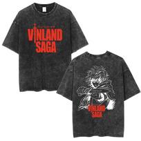 2026 Hot Sale Vinland Saga Thorfinn Manga Graphic T-shirt Men Vintage Washed Viking Anime Unisex Oversized Crew Neck Cotton Short Sleeve Tee Tops L
