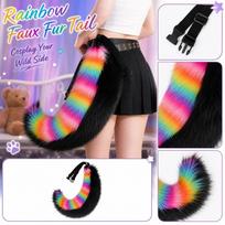 Plush Tail Cosplay Costume Accessory Prop for Halloween and Dress-Up Party One Size juoda