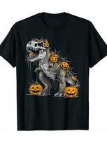 Halloween T-shirt Dinosaur Tyrannosaurus Pumpkin Horror Party Costume T-shirt 20 S