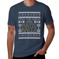 Deck The Halls With Matzo Balls Ugly Hanukkah Sweater TShirt Sporty Casual Quick Dry TShirt S
