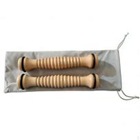 Wooden Massage Roller Ridged Wood Tapered Ends Solid 22CM a
