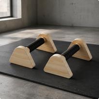 2 Pieces Wooden Pressup Stands Wood Parallettes Stable Triangle Base Handstand Grips for Men,