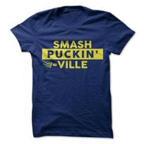 Smash Puckin' Ville T-Shirt Design - Navy Shirt with Gold Print 3XL