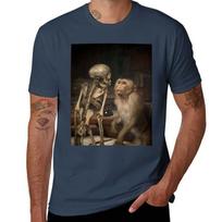 Monkey Before Skeleton By Gabriel Von Max Tshirt Holiday All Match Tshirt S