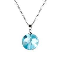 Resin Ball Moon Pendant Necklace Blue Sky White Cloud Chain Necklace Jewelry Round