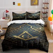 Golden Geometric Design Bedding Set Bedding set (1 duvet cover, 2 pillowcases, duvet not included) 135x200cm