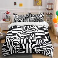 Bold Black and White Text Bedding Set Bedding set (1 duvet cover, 2 pillowcases, duvet not included) 135x200cm