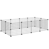 DIY Pet Playpen Metal Wire Fence 12 Panel Enclosure Indoor Outdoor Guinea Pig Bunny Small Animals Cage Black 106 x 73 x 36 cm juoda