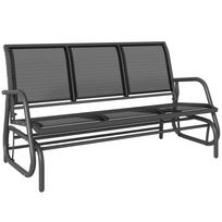 3-Seat Glider Rocking Chair for 3 People Garden Bench Patio Furniture Metal Frame, Black 147 x 70 x 85 cm juoda