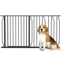 Extra Wide Dog Safety Gate, with Door Pressure, for Doorways, Hallways, Staircases - Black 145 x 3 x 76 cm