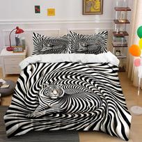 Tiger Stripe Spiral 3-Piece Bedding Set Bedding set (1 duvet cover, 2 pillowcases, duvet not included) 135x200cm