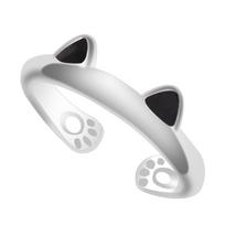 Cat Ear Finger Rings Open Cute Footprints Ring For Women Girl Pearl Hollow Geometric Gift Adjustable Fine Jewelry Accessories