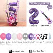59pcs Guitar Balloon Purple Numbers 1-9 Birthday Balloon Set Music Theme Party Decoration Festival Photo Props Birthday Gift other