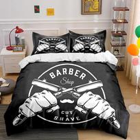 Barber Shop Design Black Bedding Set Bedding set (1 duvet cover, 2 pillowcases, duvet not included) 135x200cm