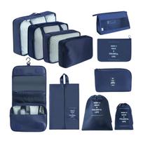 11-Piece Travel Packing Cubes Set - Large Capacity - Luggage Bags for Clothes, Shoes, Toiletries and Electronics Accessories One Size tamsiai mėlyna