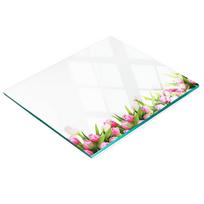Decorative Glass Kitchen Cutting Board Pink Tulips 60X52 Cm