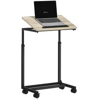 Side Table, Desk, Nightstand, Height-Adjustable, 4 Casters, Metal Frame 55 x 36 x 82.5 cm