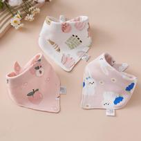 Newborn Pure Cotton Snap Bib - Double Layer Triangle Scarf for Babies