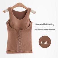 Women's Velvet Plus Fleece Shaping Vest with Chest Pads - Autumn/Winter Warm Base Layer 3XL [120-140 jin]