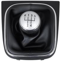 VW Golf V 03-08 SIDABRINĖ + JUODA pavarų perjungimo rankenėlė su CHROMUOTU rėmeliu 5 GREIČIŲ