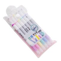 6Pcs Highlighter Pen Erasable Double-Ended Fluorescent Marker Pen Quick-Dry Non-Smudge Ink Pen for Notes And Study Revision Eye Protection įvairiaspalvis