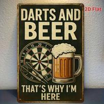 Metal Wall Art Vintage Dart and Beer Funny Bar Sign