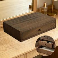 Stalo organizatorius su ištraukiamu stalčiumi, stoveliu, stačiakampiu mediniu laikymo skyriumi ir dekoratyvinis, 1 Drawer brown