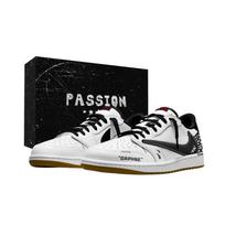 Jordan x Travis Scott Air Jordan 1 White Stripe 77 Box Slip Resistant Low top Vintage Basketball Shoes Unisex DZ4137-700(Team2042-77  ) 35.5