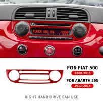 Carbon Fiber Center Console Air Vent Outlet Trim Cover for Fiat 500 2008-2015 Abarth 595 2012-2014 LHD RHD For RHD Red Carbon
