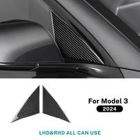 Carbon Fiber A-Pillar Cover Trim for Tesla Model 3 Highland 2024 2025 Interior Sticker Decal Black Carbon fiber / for Model
