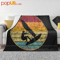 Windsurfing Surfer Surf Vintage Distressed Retro Silhouette Ultra-Soft Blanket Quilt Winter Sofa Cover Bed Covers Size: 75*100cm, Weight: 230 GSM