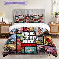 Grand Theft Auto Online Action Adventure Bedding (1 * duvet cover + 2 * pillowcase, without core) 2D Flat Christmas birthday gift Bedding set 135x200cm