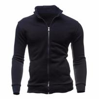 Men S Solid Zip Up Fleece Hoodless Long Sleeve Sweatshirt M juoda