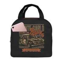 Monte Carlo Rally Funny Car Print Portable Lunch Boxes Waterproof Thermal Cooler Food Insulated Lunch Bag Kids School Children One Size