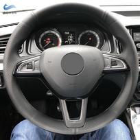 Automobilio vairo gaubtas, skirtas „Skoda Octavia Superb Fabia Citigo Roomster 2013- Rapid Karoq Kodiaq“ juodai perforuotai odai