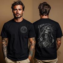 Santa Muerte Grim Reaper Shirt: Chicano Style Tee | Latino Culture Streetwear | Mexcian Folk Fan Gift | Narco Saint Aesthetic Apparel S black
