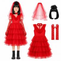 Children's Gothic Costume Dress for Halloween Stage Performance 110 raudona