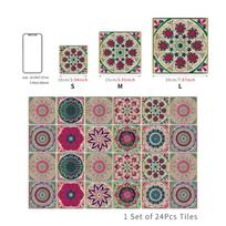 24Pcs/Set 10/15/20cm Peel & Stick Art Wall Decals Waterproof Tile Decoration Film  Wardrobe 10*10cm-Style A