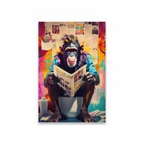 Graffiti Animal Giraffe Bathroom Poster Monkey on the Toilet Print Graffiti Pop Art Abstract bathroom Canvas Painting Funny Art 21X30CMNo Framed