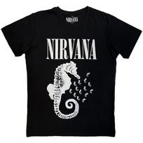Nirvana Seahorse And Logo Mono Premium Carbon Tshirt Unisexs L