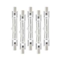 Dimmable 300W R7s 118mm Halogen Bulb 5 Pack for Construction Light, Workshop Flood Light, Long Tube Halogen Lamp less