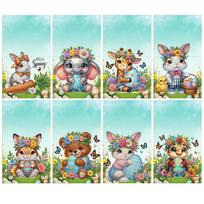 8PCS DIY Rhinestone Diamond Art Mosaic Postcards Easter Pattern Diamond Art Handmade Cards Easter Cards and Holiday Blessings