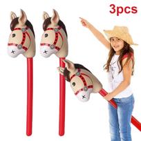 3Pcs Horse Head Stick Balloon with Pump Inflatable Blow Up Pony Stick for Decorating Birthday Pony Parties Carnival Xmas China Mainland
