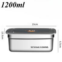 Nerūdijančio plieno bento dėžutė, nepralaidi, skirta laikyti šaldytuve ir šaldiklyje, virtuvės aksesuarai 1200ml sidabras