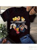 Plus Size Chicken Graphic T-Shirt - Vibrant Colorful Chicken Print with Rooster 4XL
