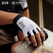EVR Cycling Gloves, Half-Finger, Summer Short Finger, Double Shock Absorption, White, XL