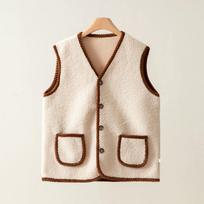 Lamb Fleece Vest Vest Women's Plus Size Plus Velvet Outer Wear Autumn and Winter Fashion Vest Outer Wear XXXXXL smėlis
