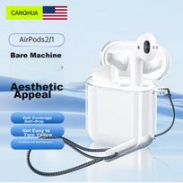 CangHua AirPods 2 Protective Case for First And Second Generation AirPods, Transparent Shockproof Anti-Drop Earphone Case [With Lanyard]