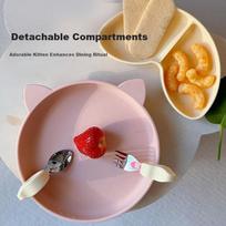 Qlittle Baby Sectioned Plate 2-Piece Set Cinnamon Powder Soy Milk Cookie Sectioned Plate